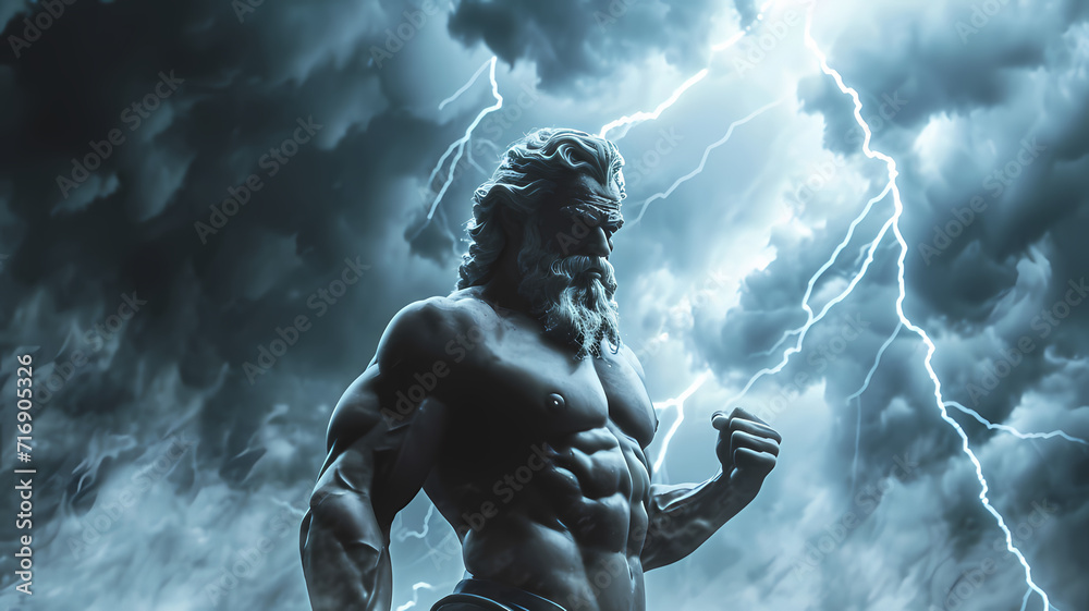 Zeus: Majestic Greek God of Thunder and Sky - obrazy, fototapety, plakaty 
