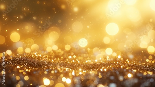 gold glitter lights grunge background, glitter defocused abstract Twinkly Lights and Stars Christmas Background, generative ai