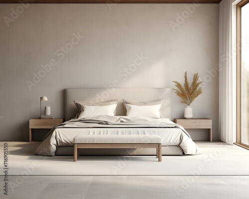 Ranch Style Bedroom Mockup, 3D Mockup Render, Interior Design