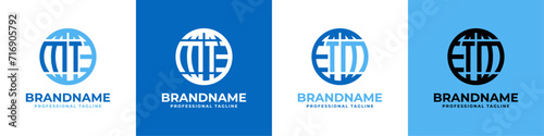 Letter MT and TM Globe Logo Set, suitable for any business with MT or TM initials.