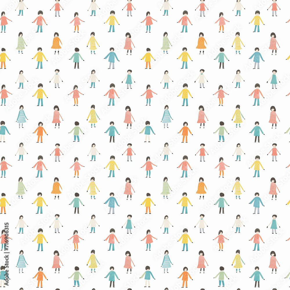 Friends holding hands seamless pattern. Gift wrapping, wallpaper, background. International Day of Friendship