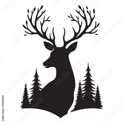 Enchanted Silhouette Sonata: Deer Silhouette Ensemble Composing an Enchanted Sonata in Nature's Twilight Symphony - Deer Illustration - Deer Vector
