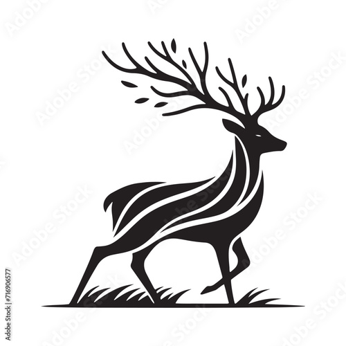 Twilight Reverie: Deer Silhouette Set Inviting You to Immerse in the Reverie of Nature's Twilight Ballet - Reindeer Illustration - Stag Vector
