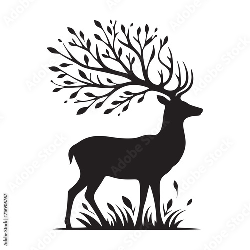 Majestic Shadows: A Gallery of Deer Silhouettes Portraying the Majestic Grace of Forest Dwellers - Deer Illustration - Deer Vector
