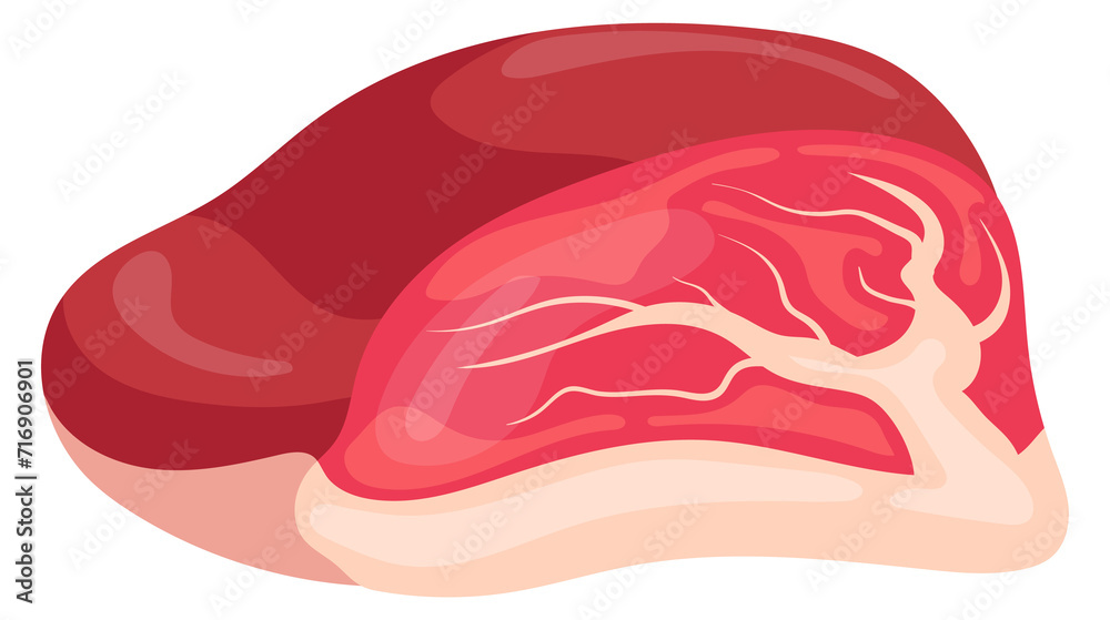 Beef meat cartoon icon. Raw steak cut Beef meat cartoon icon. Raw steak cut