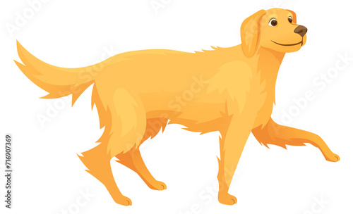 Golden retriever cartoon dog. Friendly domestic animal