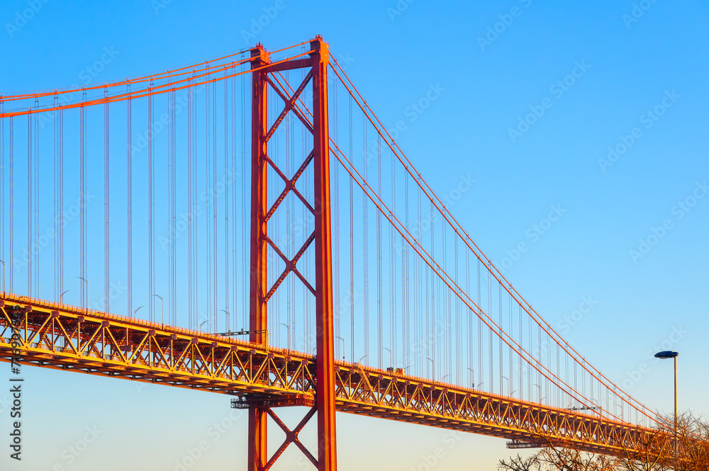 Fototapeta premium Lisbon bridge named '25 de Abril', Portugal