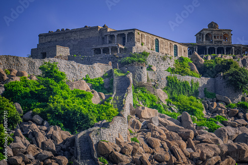 Gingee Fort or Senji Fort in Tamil Nadu, India. It lies in Villupuram District, built by the kings of konar dynasty and maintained by Chola dynasty in 9th century AD. Archeological survey of india.