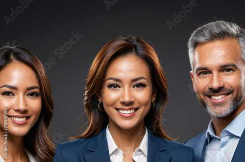 Man and Two Women Standing Together in a Group Photo photo