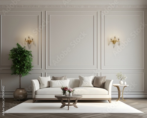 Victorian Style Living Room Mockup, 3D Mockup Render, Interior Design