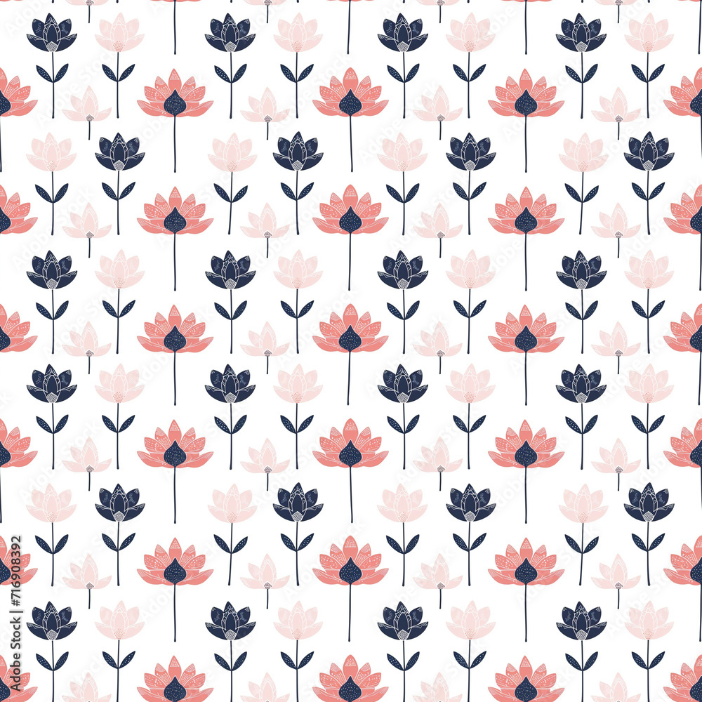 Lotus flowers seamless pattern. Gift wrapping, wallpaper, background. Diwali