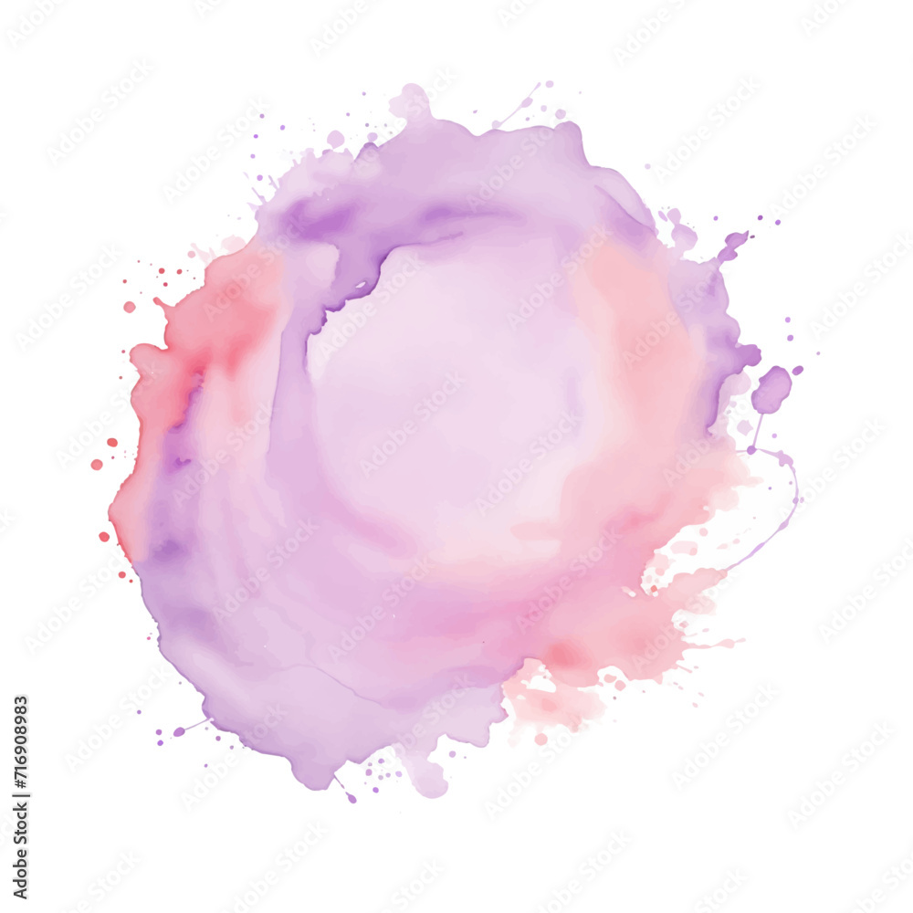 Pink paint splashes on white, abstract watercolor background
