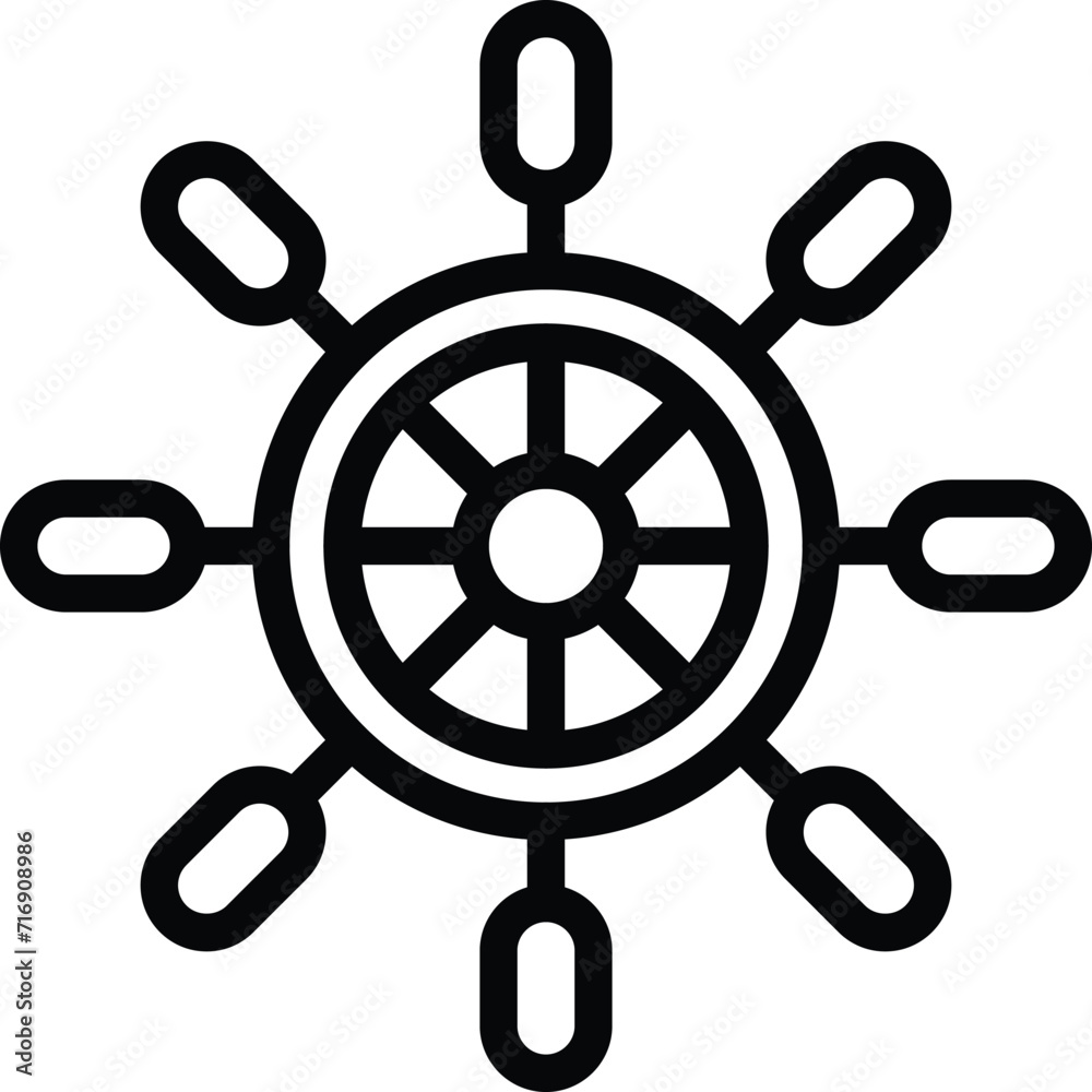 Fototapeta premium Ship steering wheel icon outline vector. Lisbon ship. Europe sea country