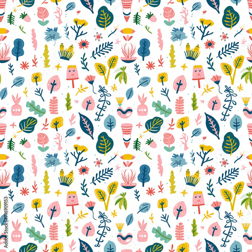 Ecological themes seamless pattern. Gift wrapping, wallpaper, background. Arbor Day