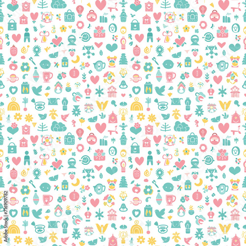 Philanthropy symbols seamless pattern. Gift wrapping, wallpaper, background. National Philanthropy Day