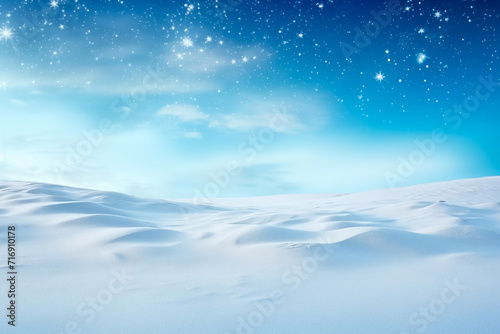 Winter snowy background  landscape with white snowdrifts and snowflakes