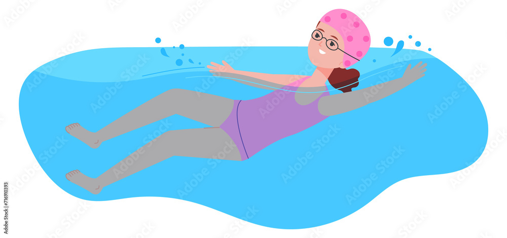 Girl swimming. Water kid exercise. Child athlete