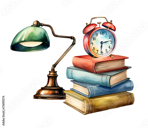 Watercolor school. Illustration clipart isolated on white background.