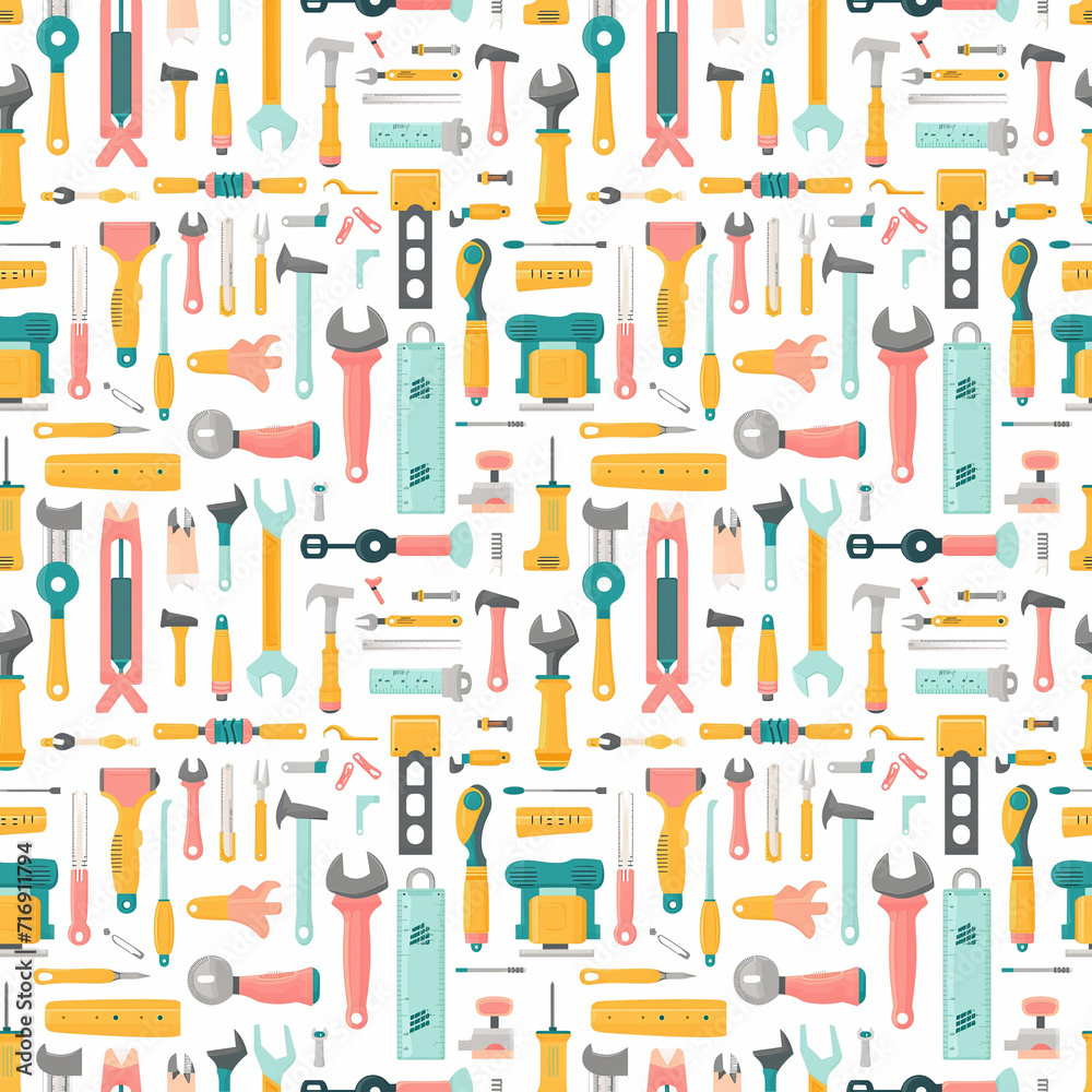 Tools and equipment seamless pattern. Gift wrapping, wallpaper, background. Labor Day Tools and equipment seamless pattern. Gift wrapping, wallpaper, background. Labor Day