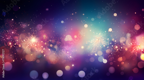 Beautiful creative holiday background. Fireworks and sparkles