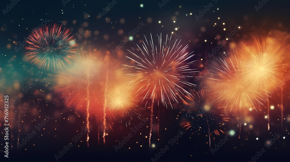 Fototapeta premium Beautiful creative holiday background. Fireworks and sparkles