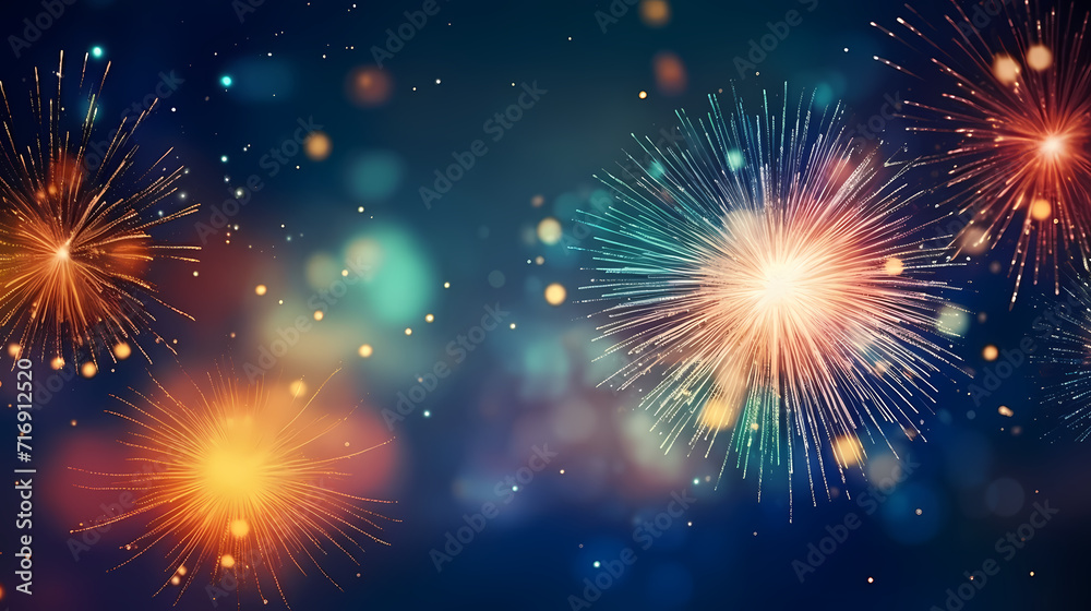 Happy New Year, burning fireworks with bokeh light background Happy New Year, burning fireworks with bokeh light background