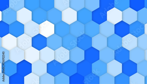 hexagon blue mosaic geometric background with diamond and triangle shapes layered pattern design