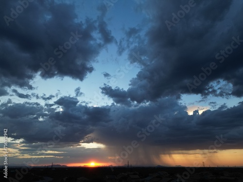 clouds and rain at sunset