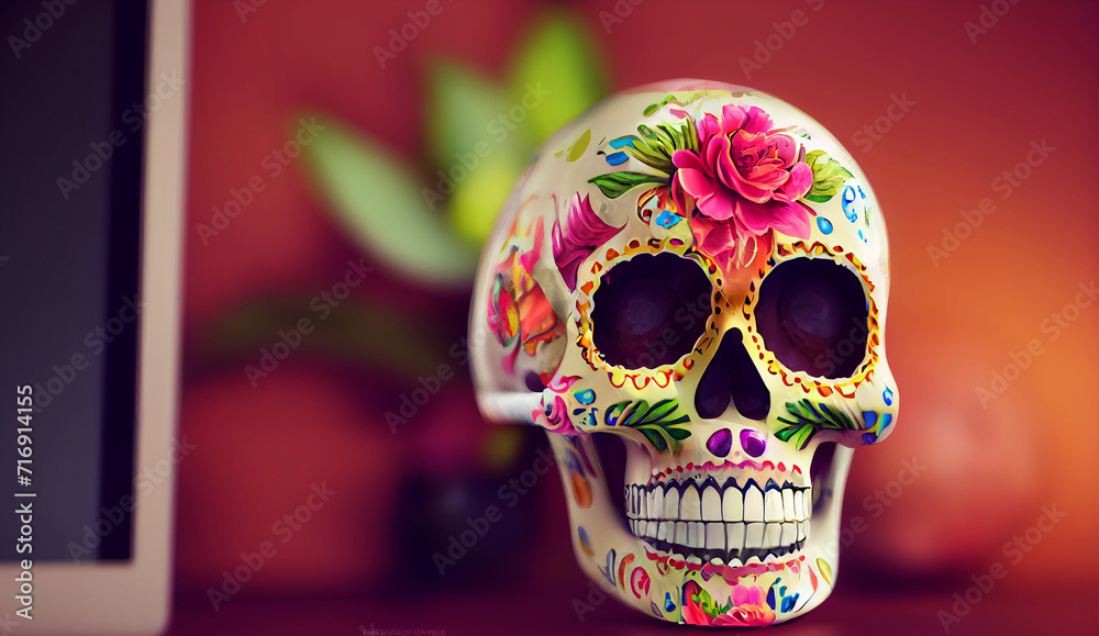 digital 3d illustration of a Sugar Skull portrait. digital 3d illustration of a Sugar Skull portrait.