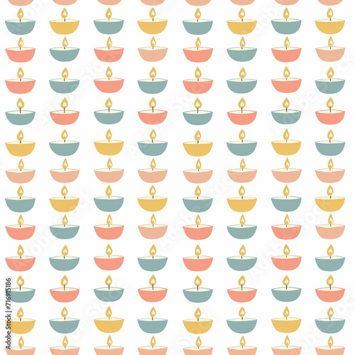 Diwali candles seamless pattern. Gift wrapping, wallpaper, background. Diwali