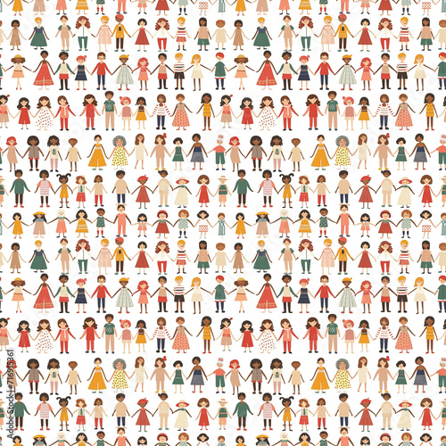 Friendships around the world seamless pattern. Gift wrapping, wallpaper, background. International Day of Friendship