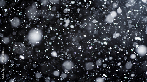 Snow, stars, twinkling lights, rain drops on black background. Abstract noise