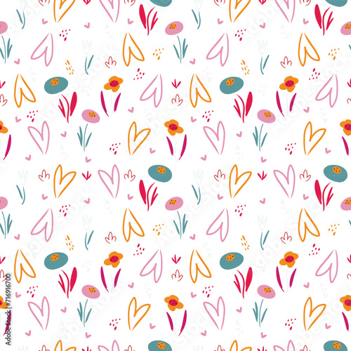 vector patterns with colorful flowers. Summer or Spring background