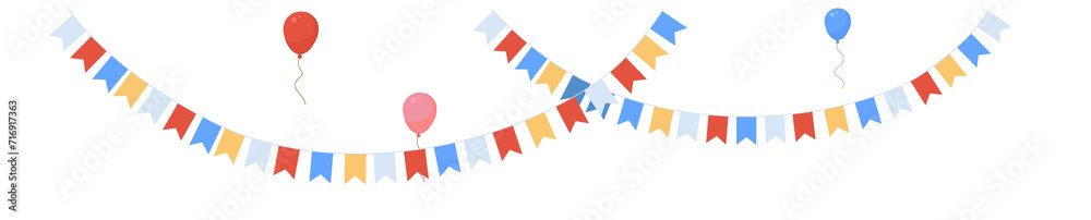 Obraz premium Party decoration. Color buntings and balloons. Holiday elements