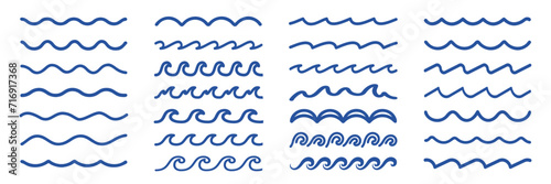Waves collection vector. Seamless vector marine wave decoration background.