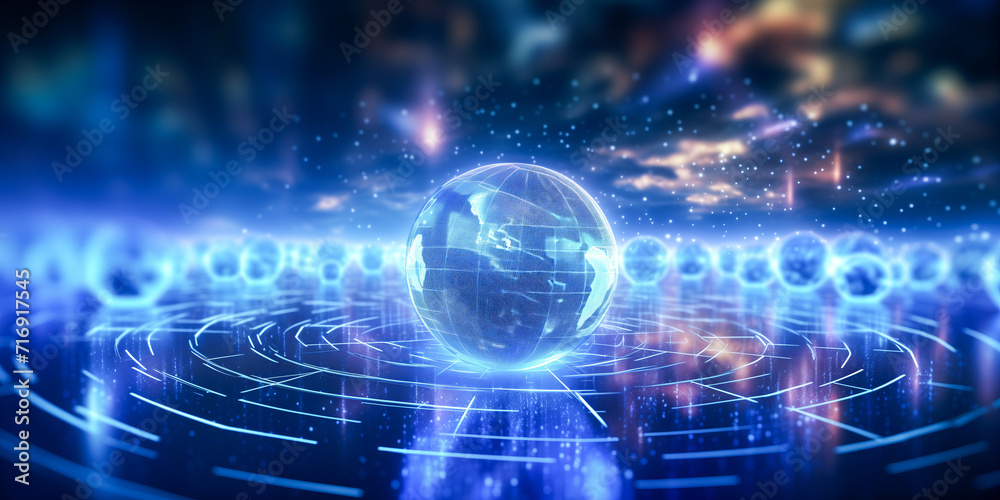Obraz premium Concept general virtual money, banner Abstract business crypto technology. Metaverse digital world planet cyber Earth