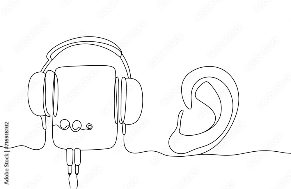 Fototapeta premium Audiometer. Device. Ear. Headphones. Hearing diagnostics