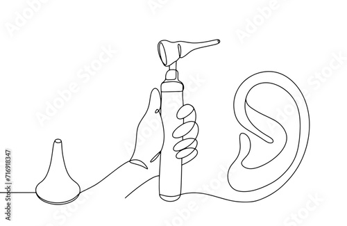 Ear funnel. Otoscope. Ear. Doctor. Medicine