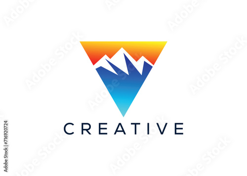 Free Download Minimal Letter V mountain logo design vector template. Initial Letter V hill vector logo. - GFXLoad