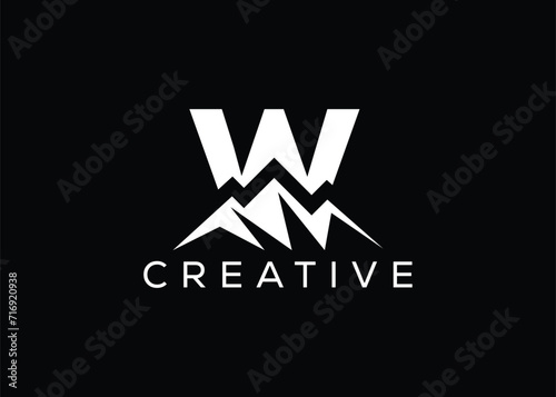 Minimal Letter W mountain logo design vector template. Initial Letter W hill vector logo