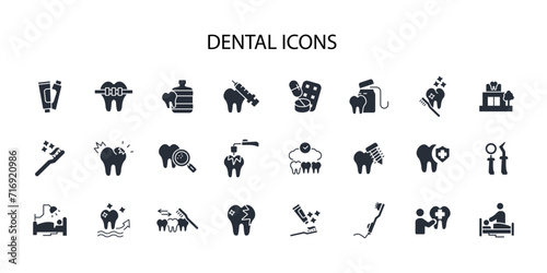 Dental icon set.vector.Editable stroke.linear style sign for use web design,logo.Symbol illustration. © zumrotul