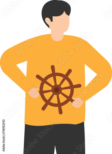 Self control or self discipline, Ability to control yourself to stop procrastination, Manipulate mindset for motivation to success, Puppet doll try to take control to improve self

