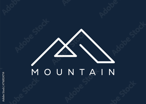 Minimal Mountain logo design vector template. Hill vector logo