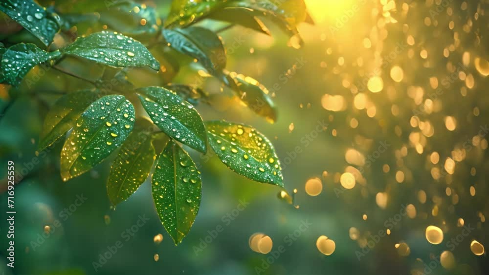 Emerald greenery forest foliage background. Green garden trees wedding invitation. Summer leaves card texture. Bokeh lights art.Rustic style save the date.Elegant outdoor party template garland sparkl
