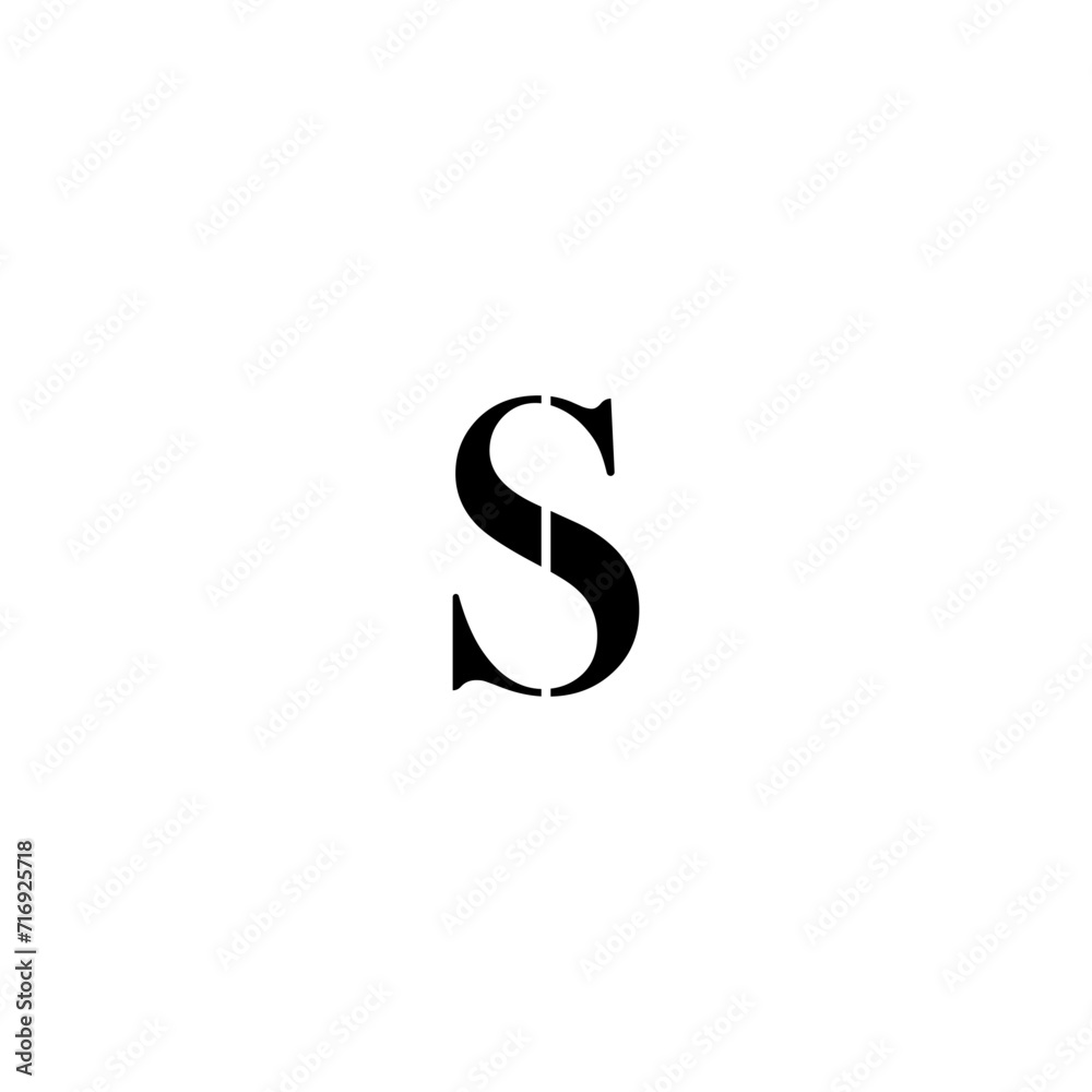 Abstract Initial Letter S Logo. White and Blue Sea Wave Origami Style isolated on Blue Background. Abstract Initial Letter S Logo. White and Blue Sea Wave Origami Style isolated on Blue Background.