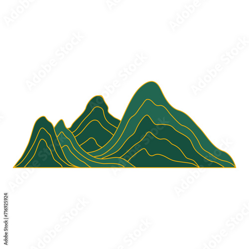 Chinese mountain illustration for lunar new year decoration and oriental culture