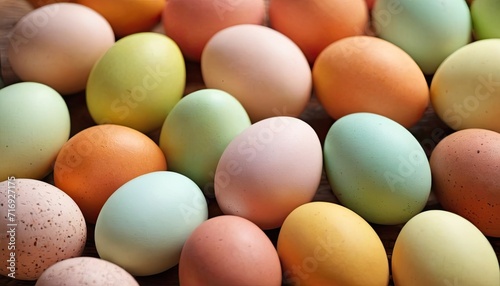 Easter colorful eggs pink  blue  green and white. Easter celebration concept.