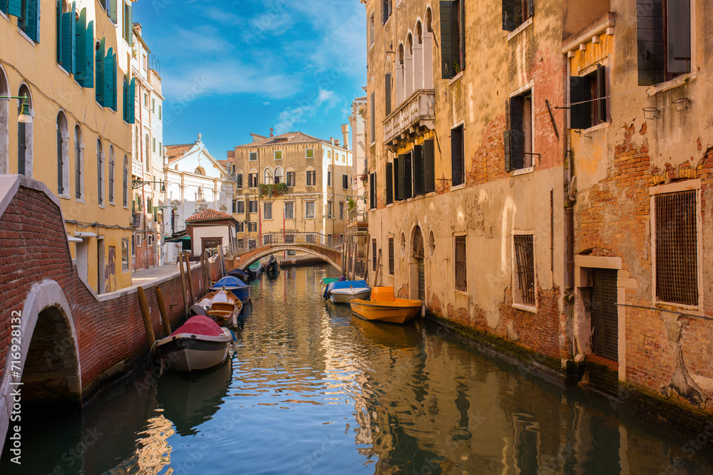 Canal and old buildings in Venice, Italy 