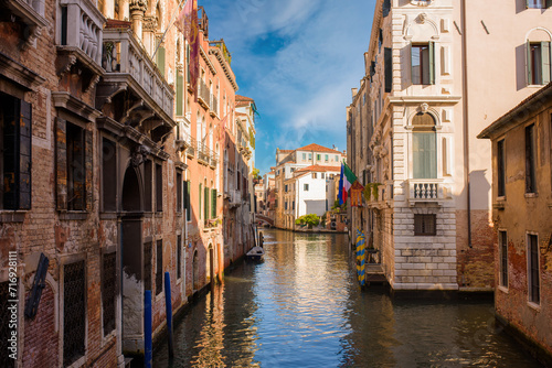 Canal and old buildings in Venice  Italy 