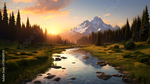 River landscape mountains river landscape mountains    Beautiful nature outdoor landscape background. Lake river forest and mountain view. Adventure explore vibe. Graphic Art Pro Photo 